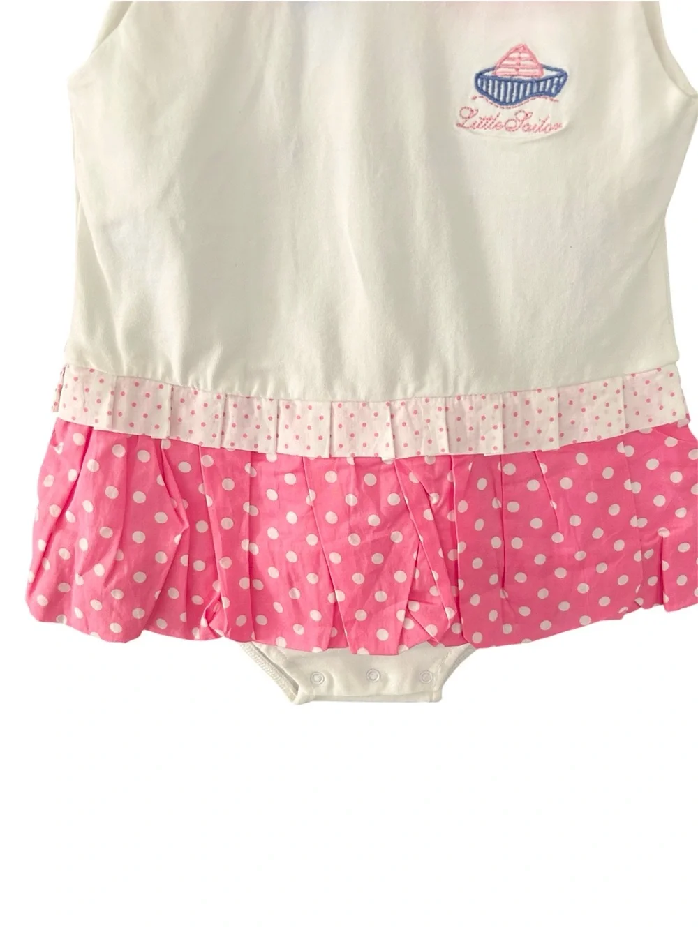 NWT Mayoral Pink Polka White Dot Little Sailor One-Pc Summer Outfit Sz 12 Months